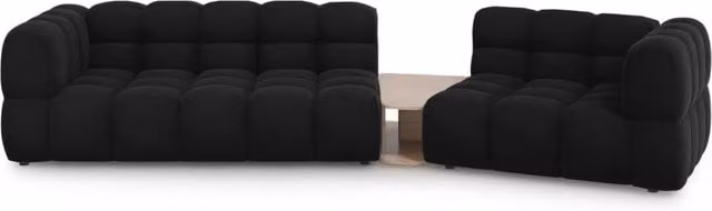 Divano modulare Sky Cosmopolitan Design a 3 posti in velluto nero con configurazione a L destra L/P/H: 353 x 126 x 90 cm
