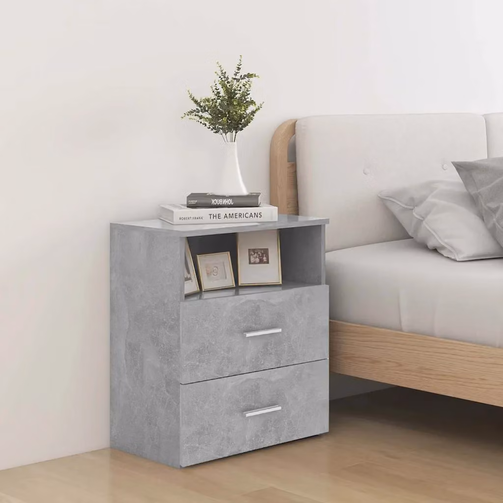 Set di 2 comodini vidaXL moderni in legno MDF colore grigio opaco L/P/H: 50 x 32 x 60 cm