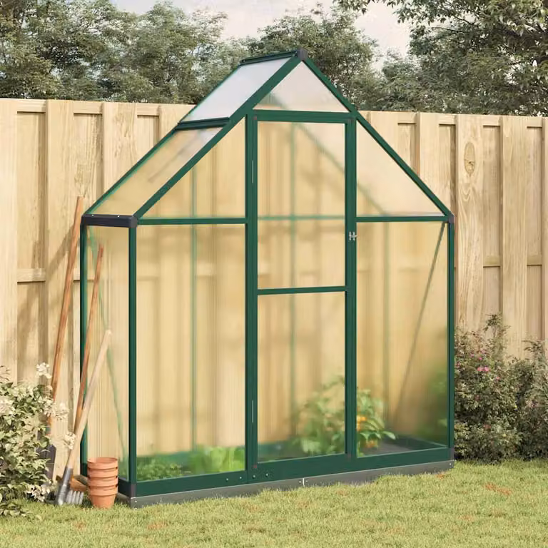 vidaXL Telaio Serra in Alluminio con Copertura in Policarbonato Verde L: 169 cm, P: 58 cm, H: 202 cm