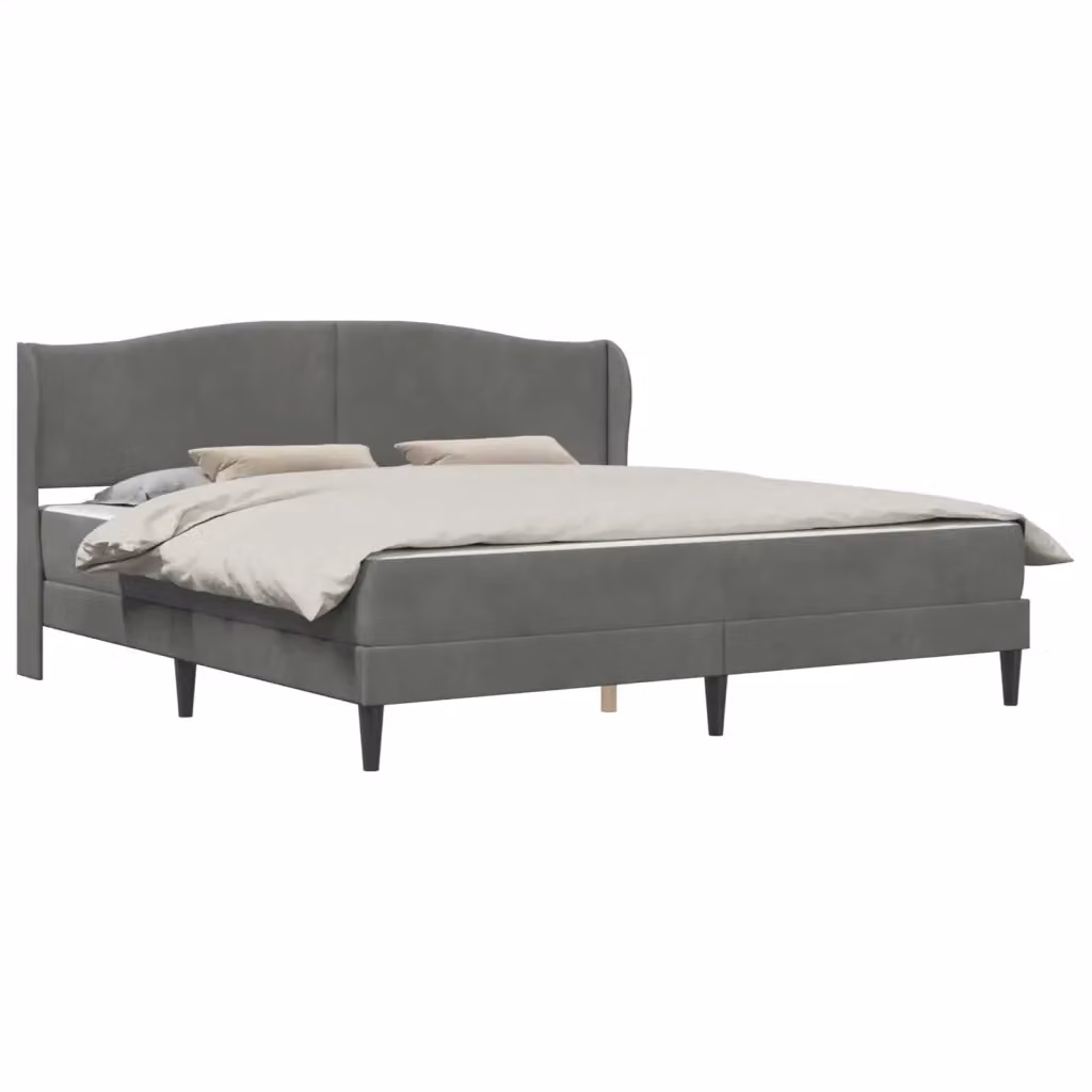 Struttura letto moderna vidaXL in velluto grigio con telaio imbottito L/P/H: 200 x 200 x 101 cm – 2
