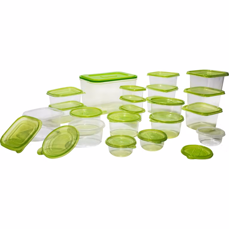 Set di 21 contenitori per alimenti GUSTO CASA in plastica trasparente con coperchio ermetico per organizzazione cucina