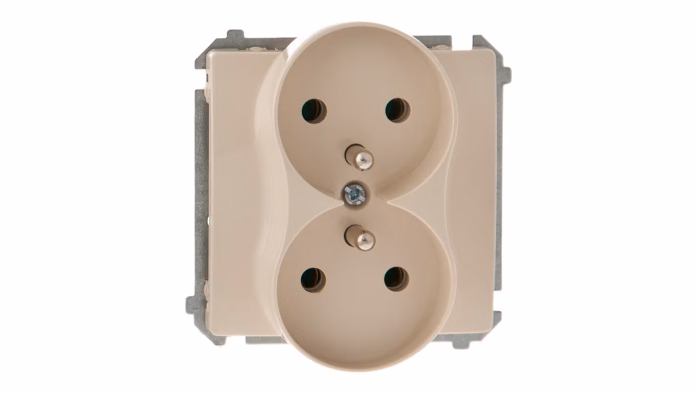 Simon Basic Presa doppia c/u 16A IP20 beige BMGZ2M.01/12