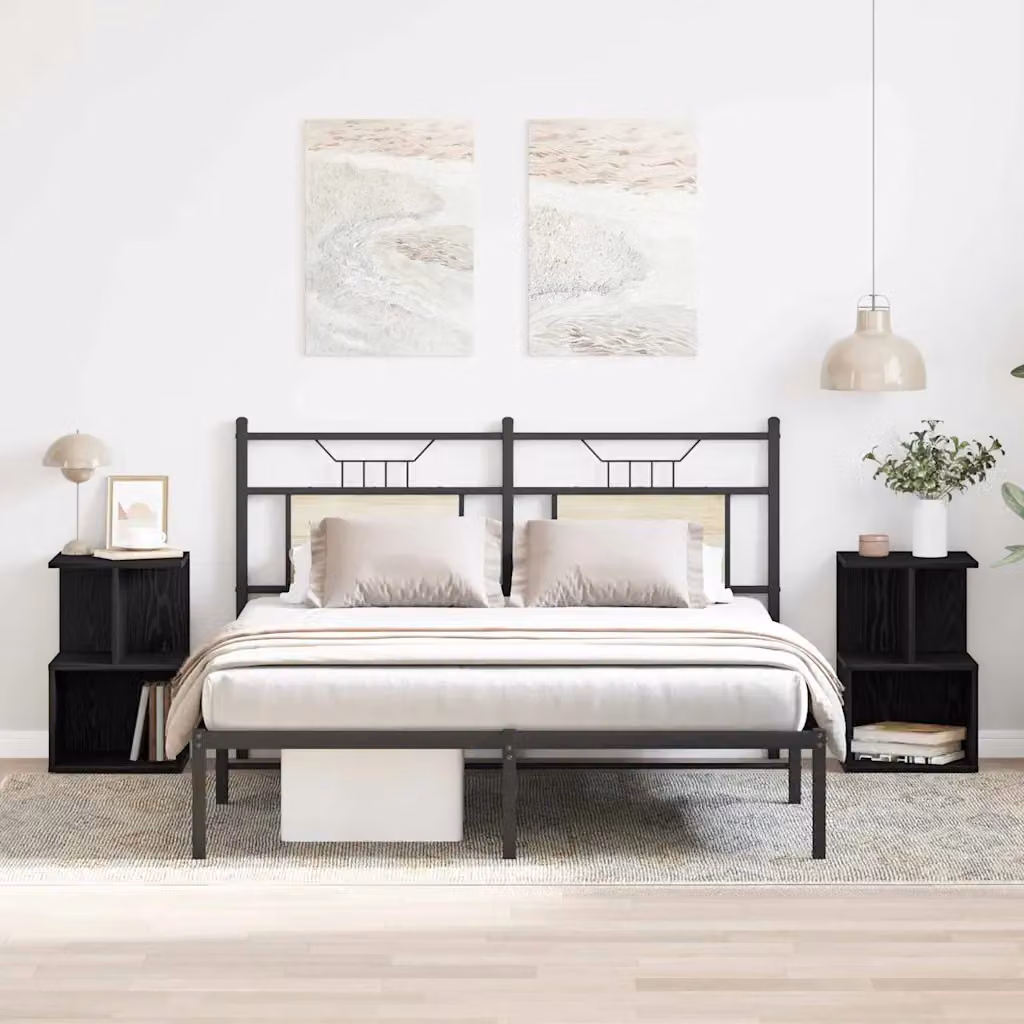 Set di 2 armadi da notte moderni vidaXL in MDF colore nero opaco L/P/H: 35 x 35 x 55 cm