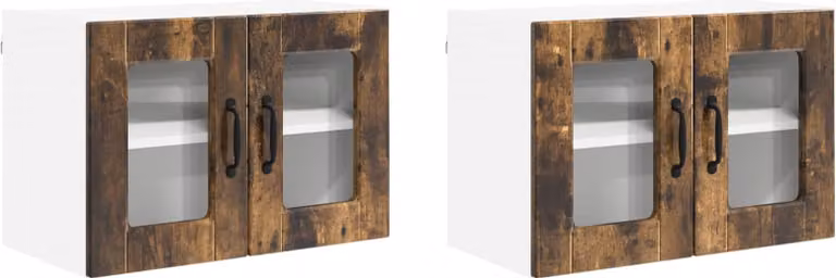 Mobile in vetro da parete PORTO 2 pcs Rovere fumé