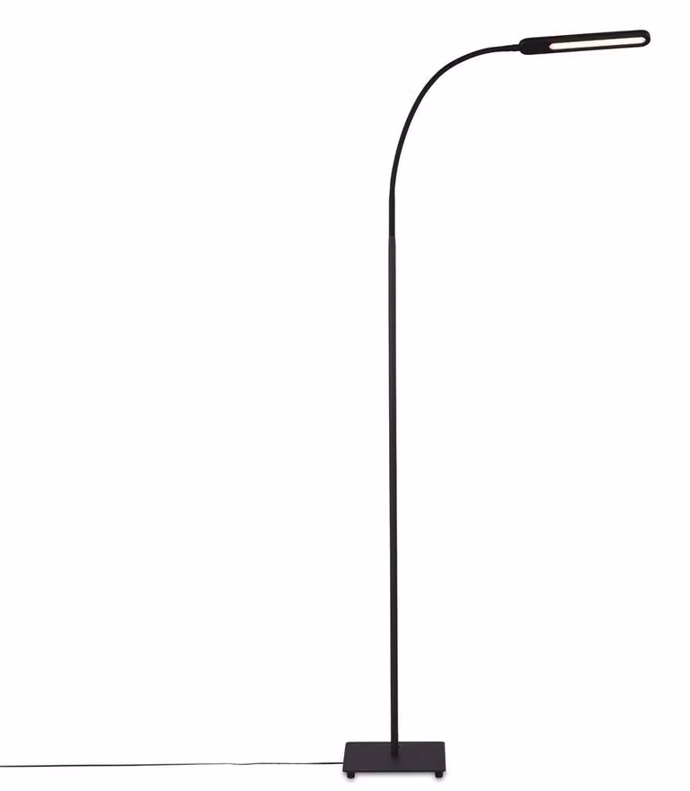 BRILONER - Lampada da terra a LED, lampada da terra con funzione touch, dimmerabile a passi, controllo temperatura colore, lampada da ufficio 8 Watt, 600 Lumen, nero, 208x208x max. 1830mm (LxWxH)