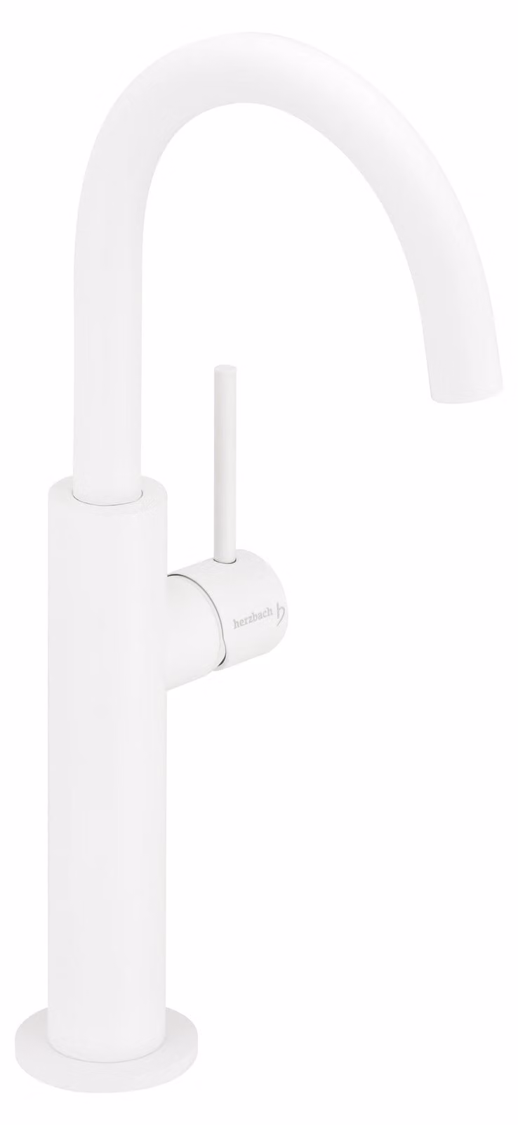 Herzbach DEEP WHITE WT - Miscelatore monoforo. Stelo Slim L-Size, maniglia laterale senza scarico, bianco opaco