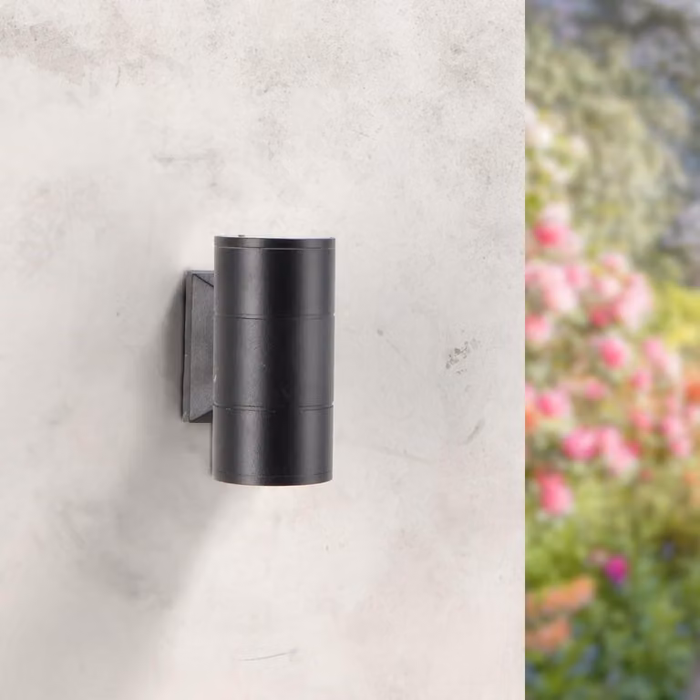 Lampada a LED da parete, 2x3W, luce calda (3000K), grado di protezione IP54, colore nero, adatta per uso esterno