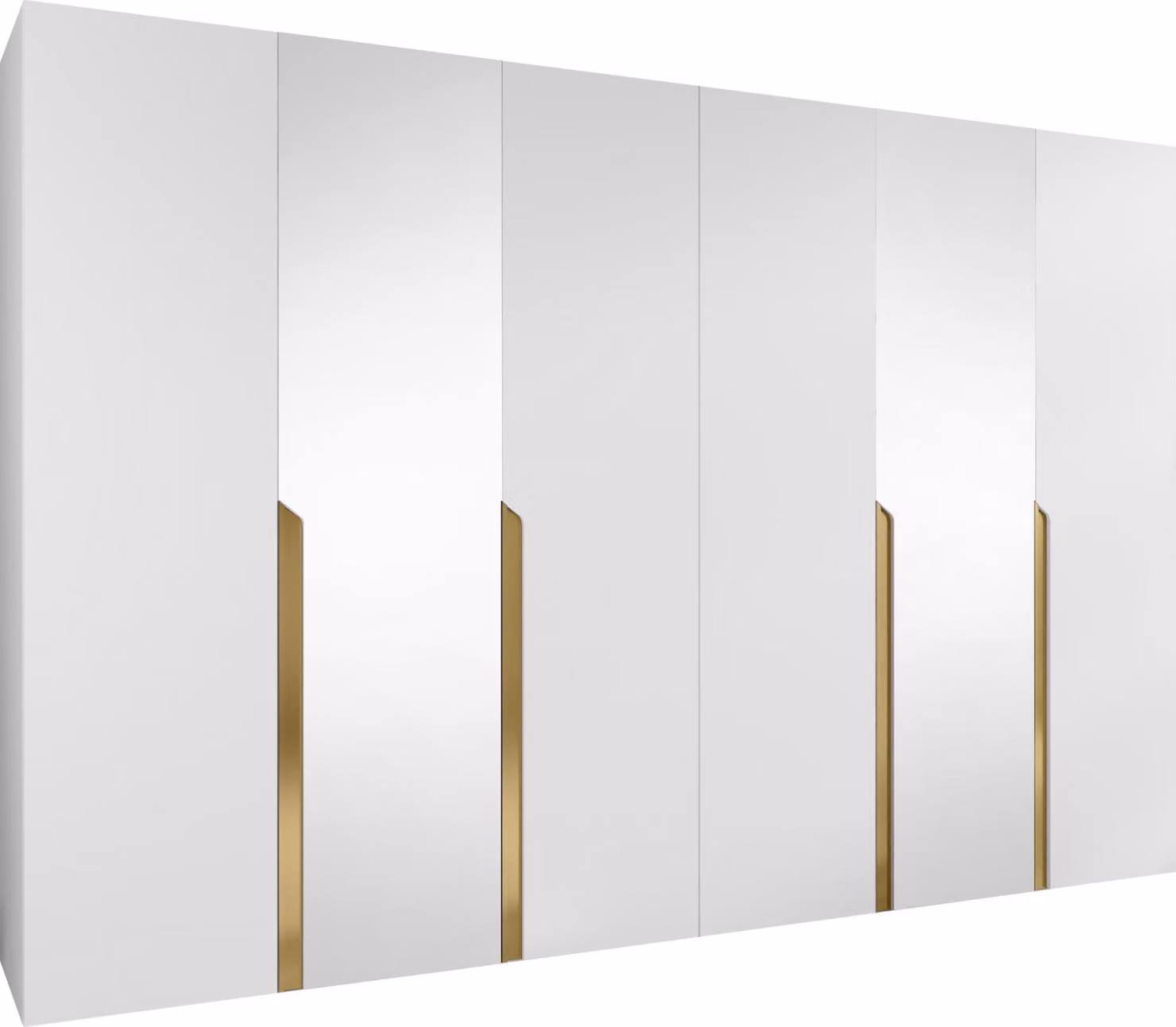 MIRJAN24 Armadio Mila 2 300 con specchio, camera da letto, armadio, con sei ante a battente e quattro aste appendiabiti, moderno, armadio guardaroba (colore: bianco + oro)