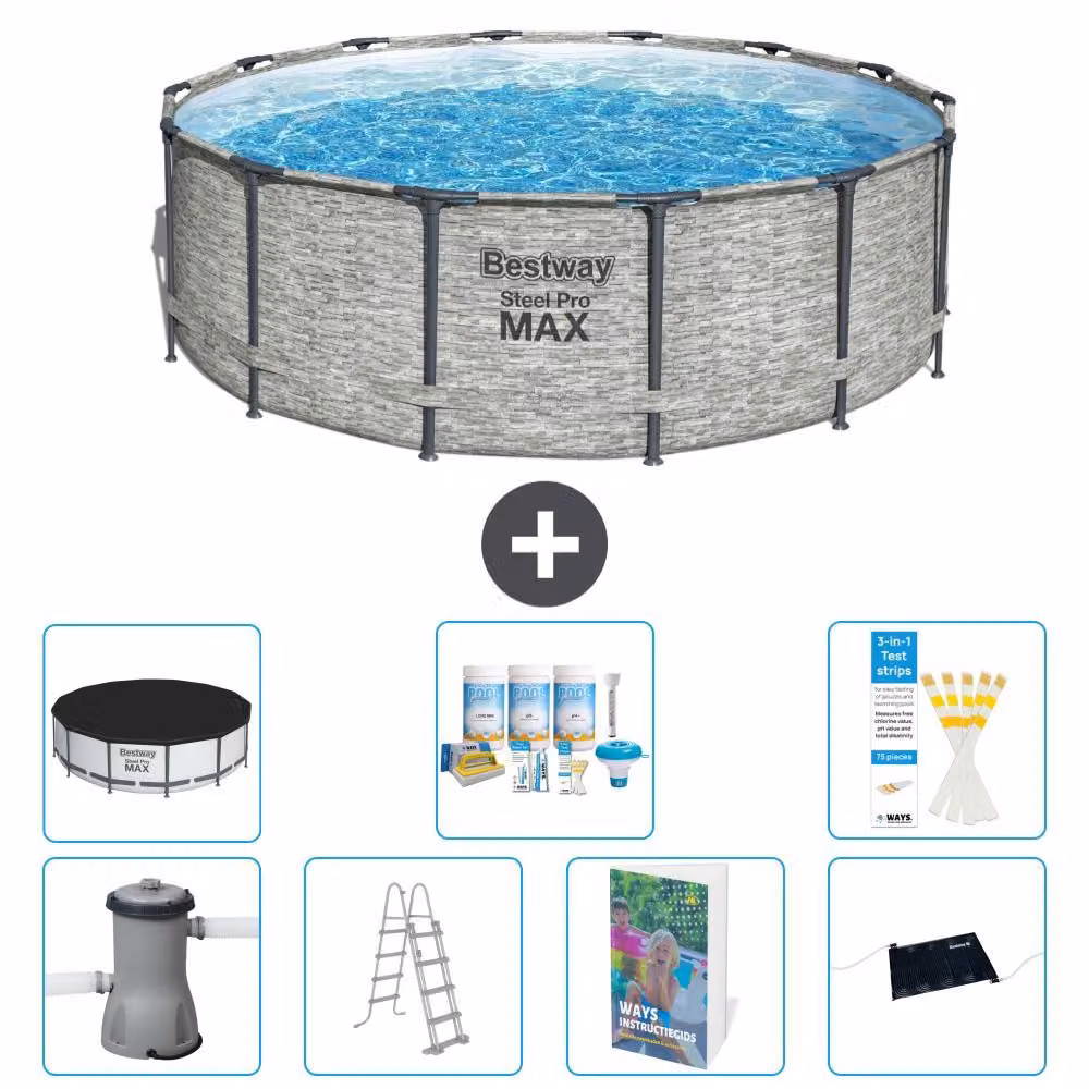 Bestway Steel Pro MAX, piscina in acciaio, forma rotonda, dimensioni 427x122 cm, composta da 6 parti, modello S632