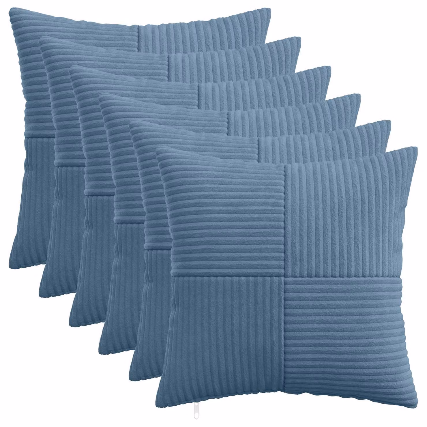 Set di 6 federe vidaXL ALMELO blu in velluto a coste, L/P: 40 x 40 cm
