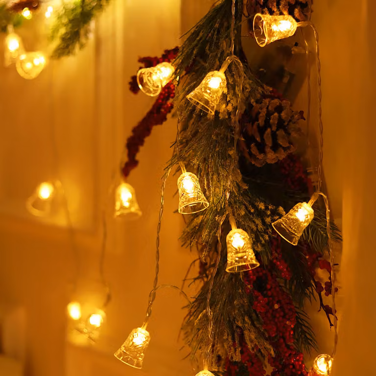 Luci di Natale indoor, 1.5M 10 LED Natale baubles fata luci batteria, albero di Natale festa luci Natale luci campane decorazione