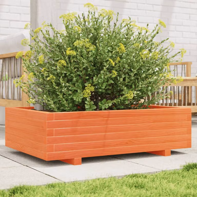 Fioriera da giardino vidaXL in legno di pino massello, colore marrone, L 90 cm x P 60 cm x H 26,5 cm