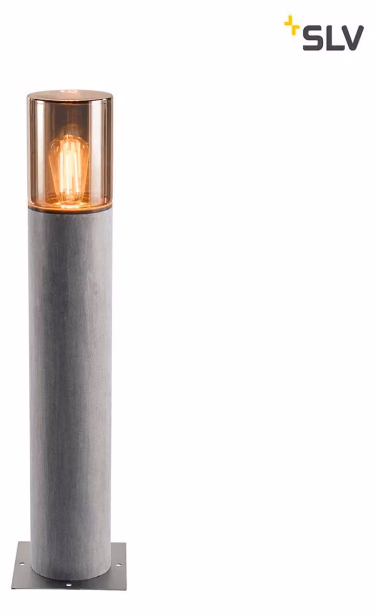 Lisenne Pole 70 lampada da terra IP54 in basalto con paralume in vetro fumé