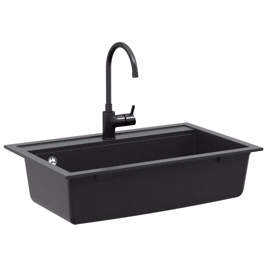 Lavello in granito vidaXL colore nero L: 79,5 cm, P: 50,5 cm – 3