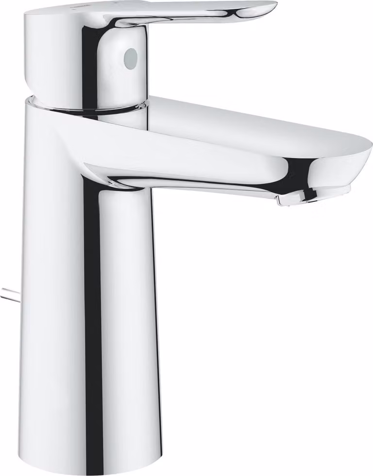Miscelatore per lavabo, taglia media, cromato, monoblocco, con asta di comando, a risparmio idrico