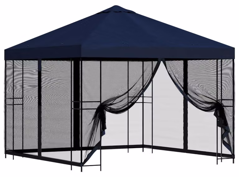 Gazebo da giardino con pareti laterali 3 x 3 m Blu