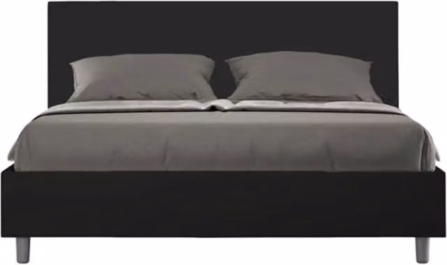 Letto matrimoniale contenitore imbottito 160x190 similpelle nero Adele