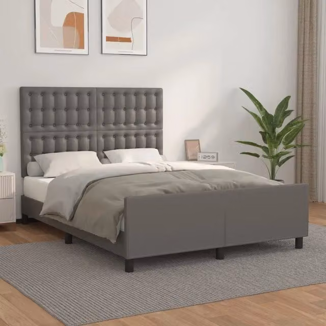 Letto con testiera vidaXL in similpelle grigio 140x200 cm – 1