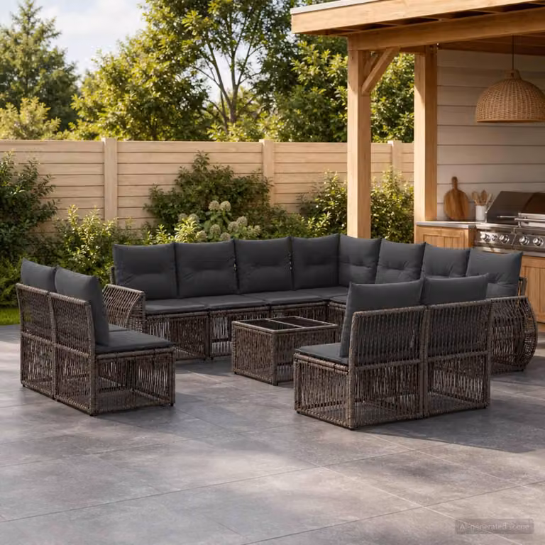 Maison Exclusive - Set di divani da giardino, 12 pezzi, grigio e grigio scuro, in rattan sintetico