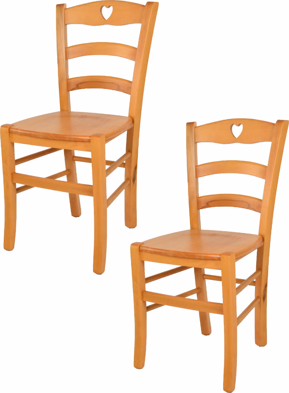 t m c s Tommychairs - Set di 2 sedie CUORE per cucina e sala da pranzo, struttura robusta in legno di faggio laccato color miele e seduta in legno