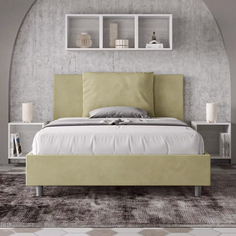 Letto contenitore Antea Giordanoshop con rete a sollevamento, colore verde, L: 135 cm, P: 222 cm, H: 110 cm – 2