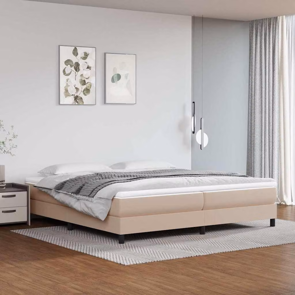Struttura Letto a Rete a Molle vidaXL in Similpelle Colore Cappuccino Beige L/P: 200 x 200 cm