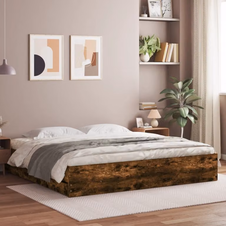 vidaXL Giroletto con Cassetti in Legno Multistrato Rovere Fumo L 160 x P 200 cm