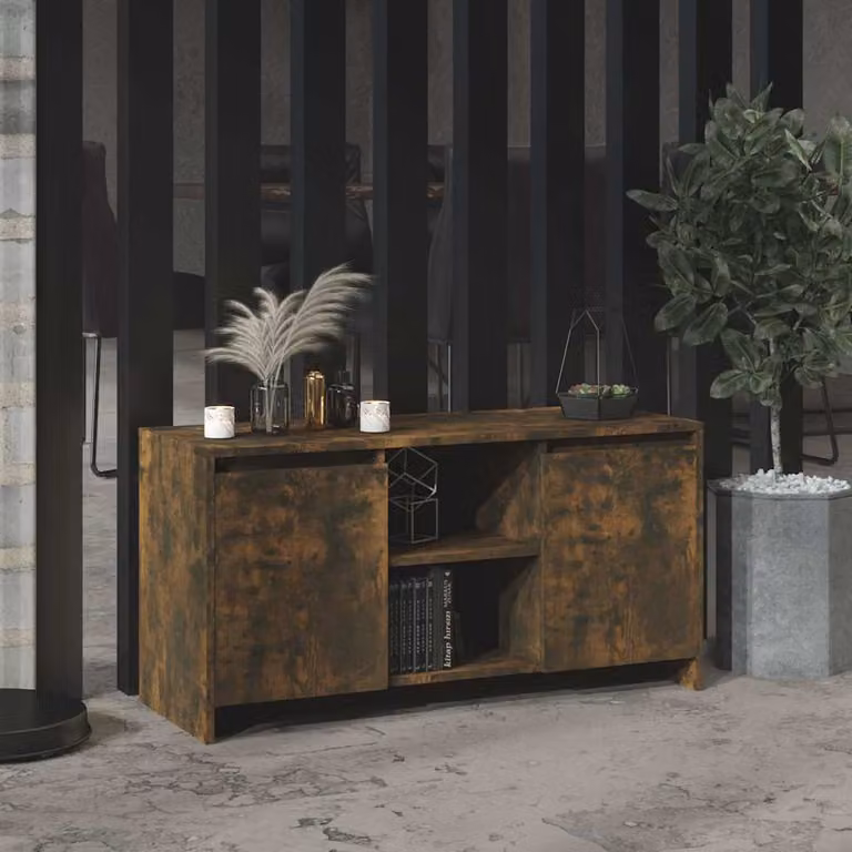 Mobile Porta TV vidaXL Rovere Fumo in Legno e MDF, L 102 cm x P 37,5 cm x H 52,5 cm