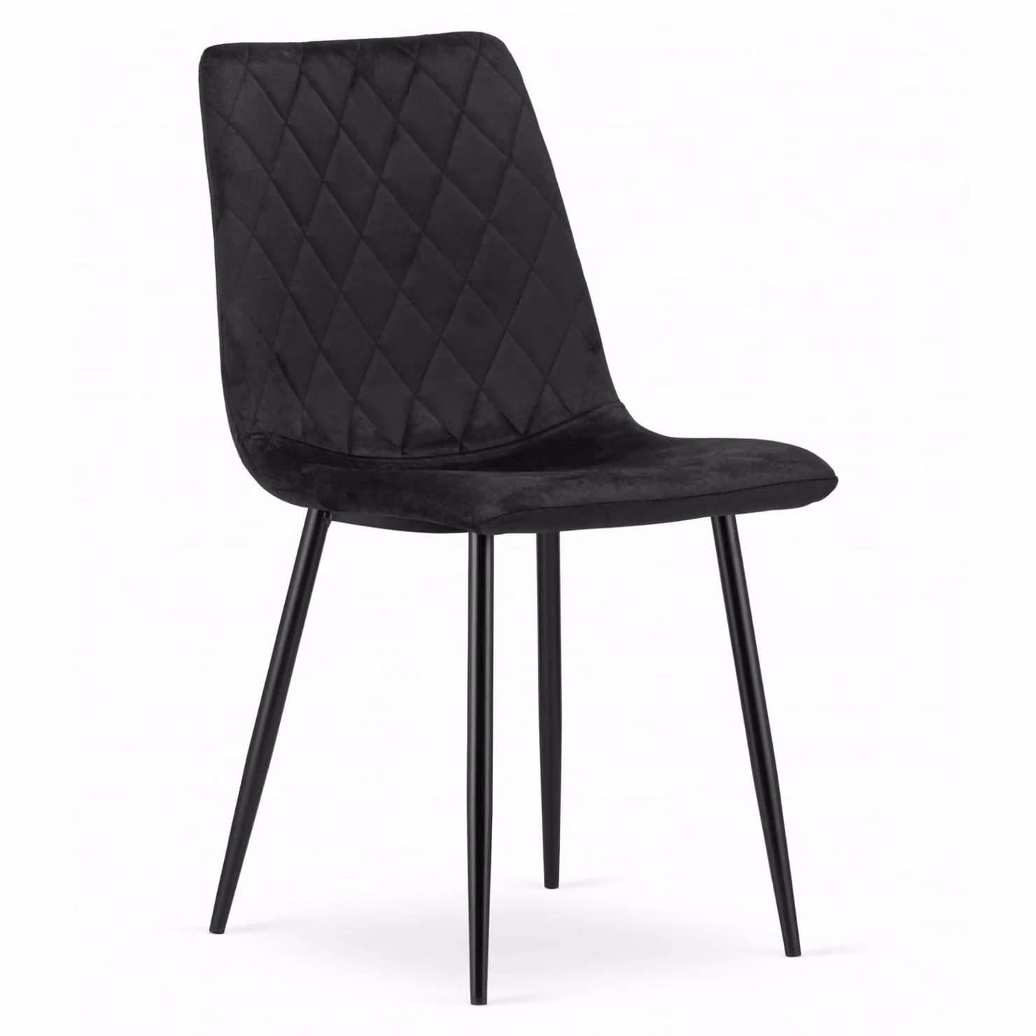 Sedia da sala da pranzo, sedia da soggiorno, sedia con seduta in velluto e gambe in metallo nero, per soggiorno, ufficio, camera da letto o sala da pranzo, 1 sedia nera