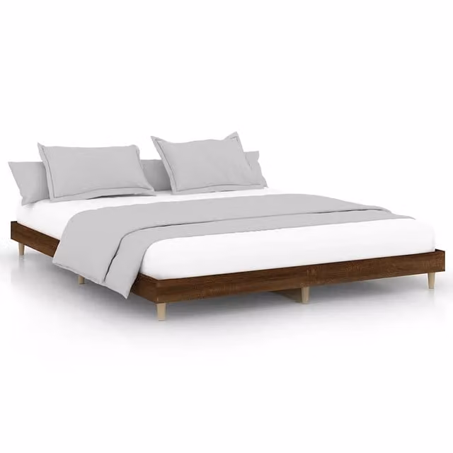 Letto matrimoniale Design In in rovere marrone con giroletto e doghe in legno L: 200 cm, P: 120 cm – 1
