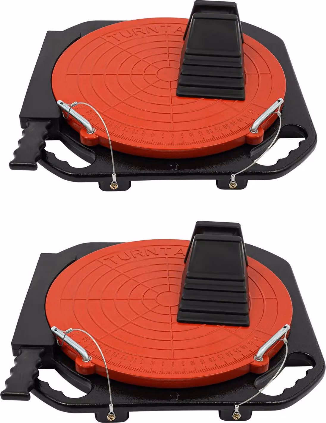 Piastra girevole per misurazione assi - Set da 2 - Lega di alluminio - Ruotabile a 360° - Scala 0–50° - 3 t per piastra - 40×40×5 cm - Nero