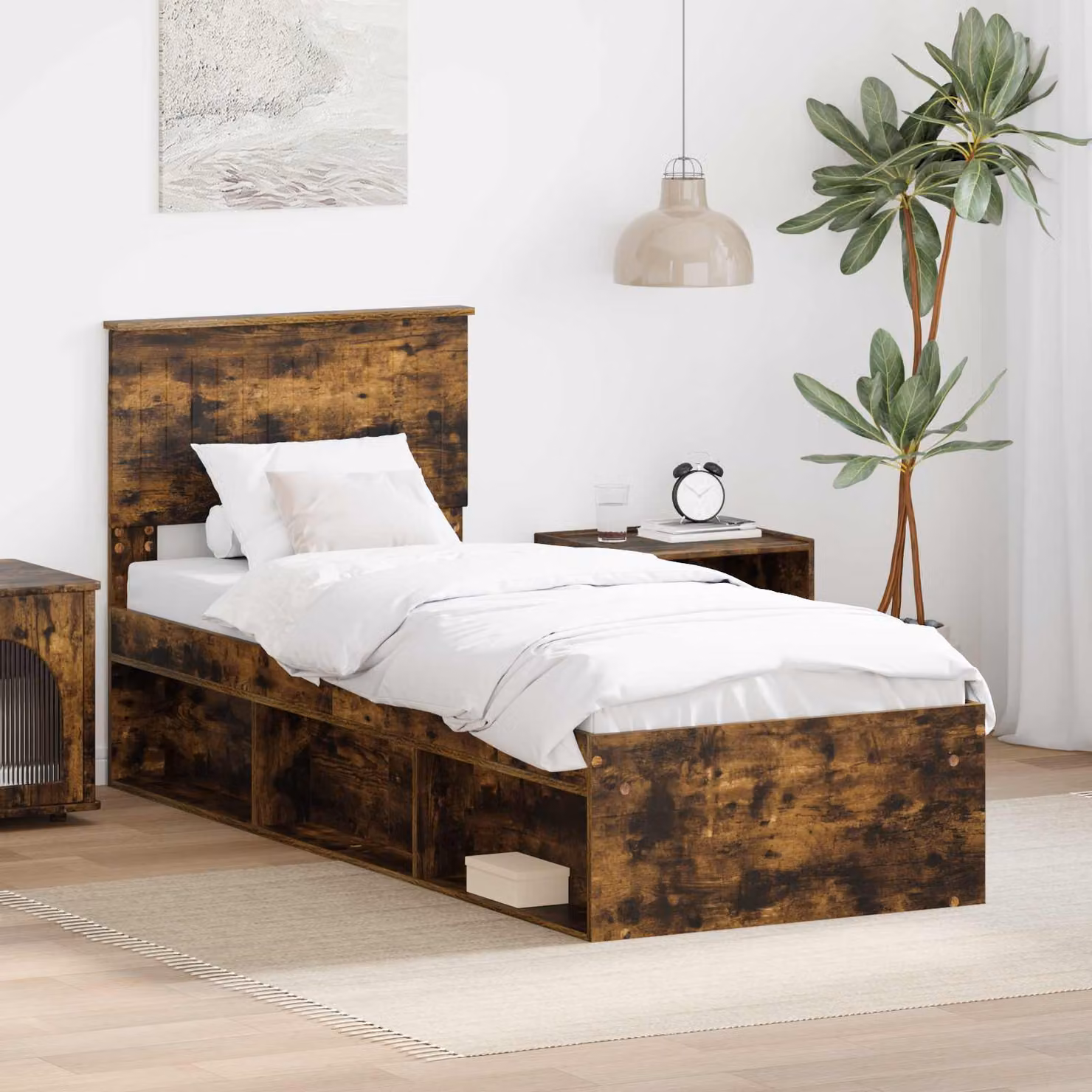 Struttura del letto vidaXL in pino massello e legno, colore marrone, L/P/H: 190 x 80 x 78 cm