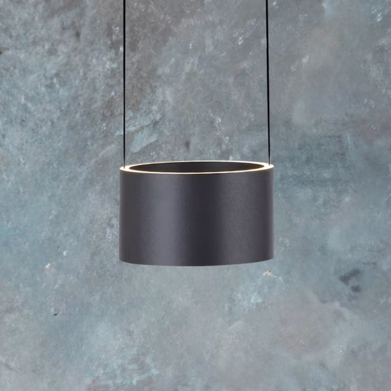 PURE Lampada LED a sospensione Clipse, grigia, Ø 20 cm, CCT, dimmerabile, 2 dimmerabile, Alluminio / Grigio / Zincato, Soggiorno / Sala da pranzo, Metallo, Moderno
