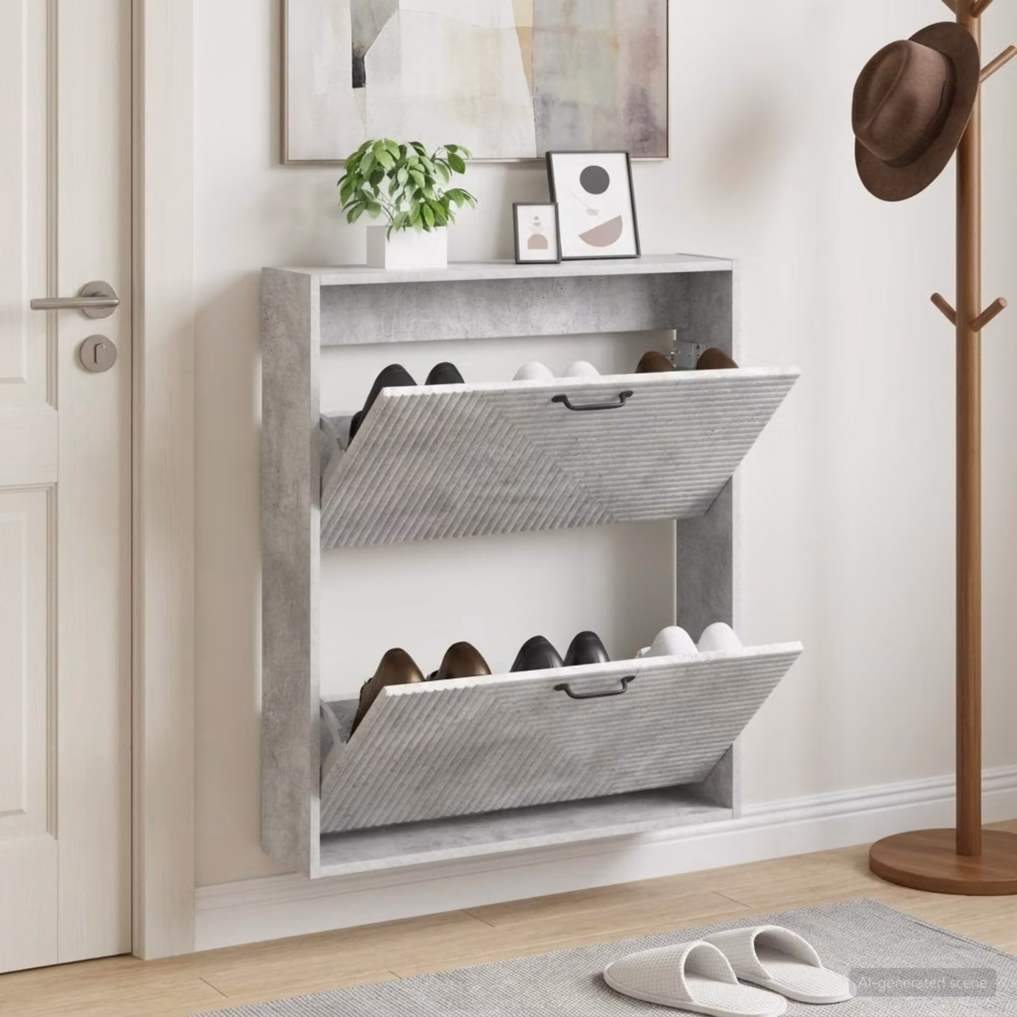 Mobiletto per scarpe da muro vidaXL HAARLEM moderno con scomparti basculanti, L: 71 cm, P: 17 cm, H: 86 cm