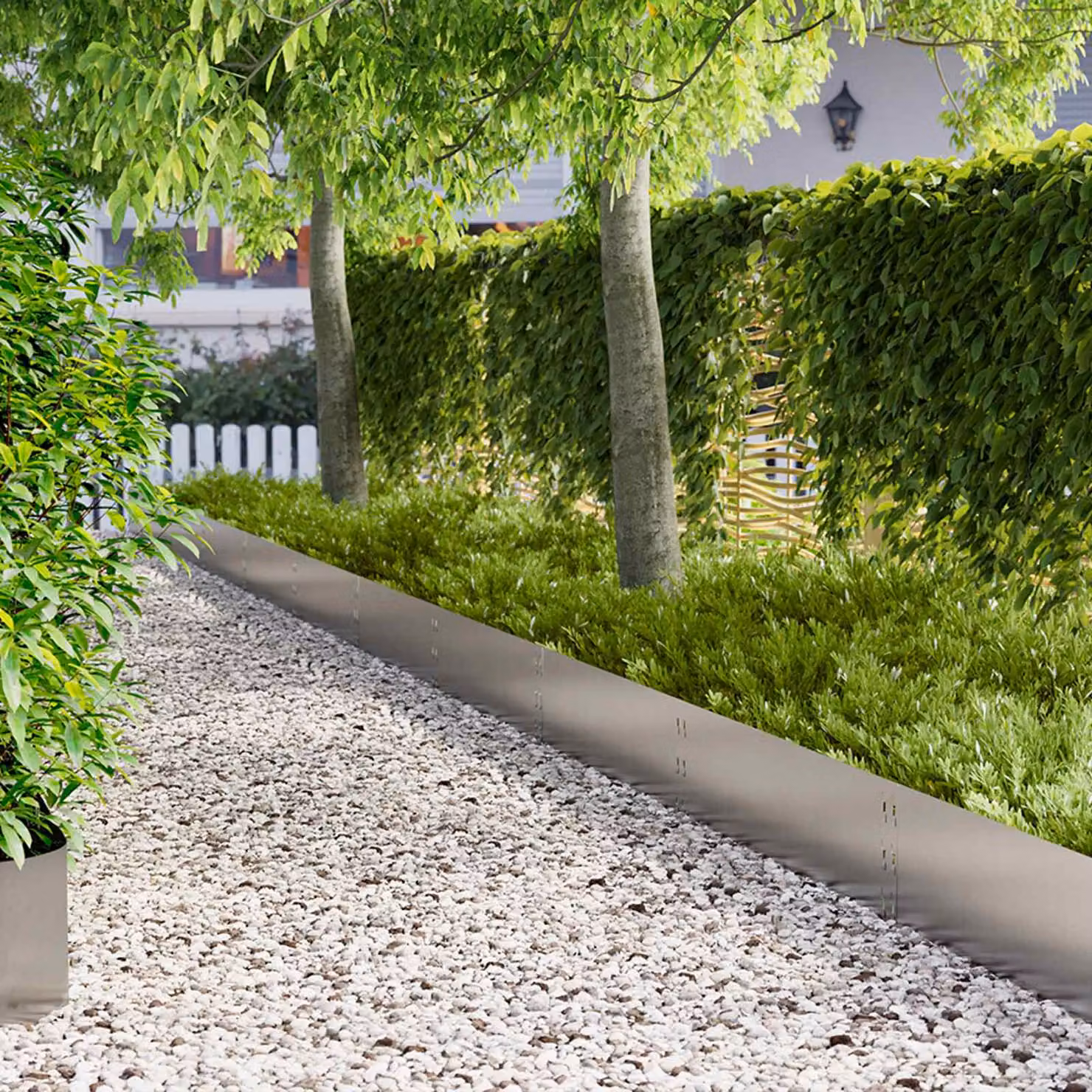 Set di 30 bordure per prato vidaXL in acciaio color argento, 100 x 30 cm