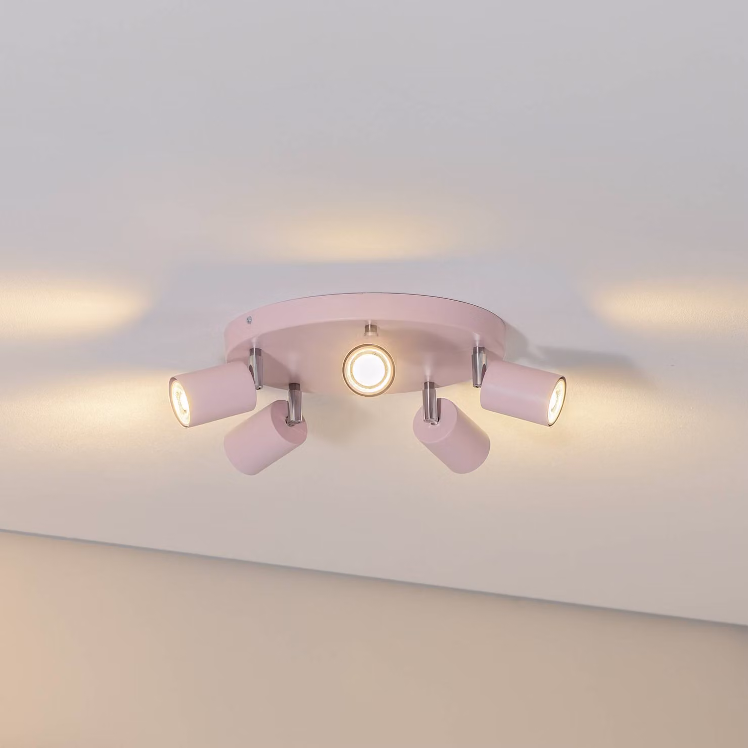 Faretto da soffitto Fun, rosa, Ø 30 cm, regolabile, GU10 Fun Luminex, dimmerabile, Violetto / Fucsia / Rosa, Soggiorno / Sala da pranzo, Metallo, Moderno, Faretto alogeno
