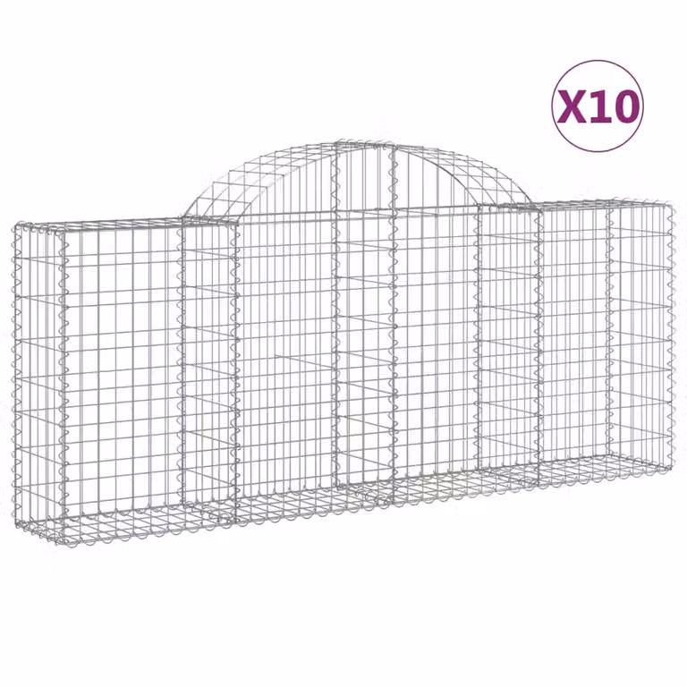Cesti Gabbioni ad Arco 10 pz 200x30x80/100 cm Ferro Zincato