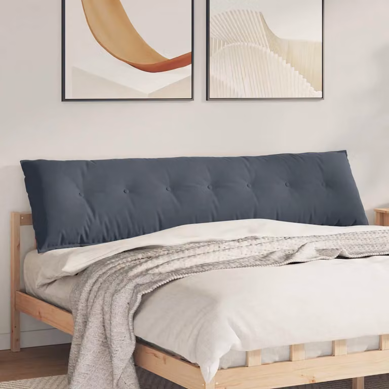 Cuscino per schiena vidaXL in velluto a coste grigio, L 200 x P 50 cm