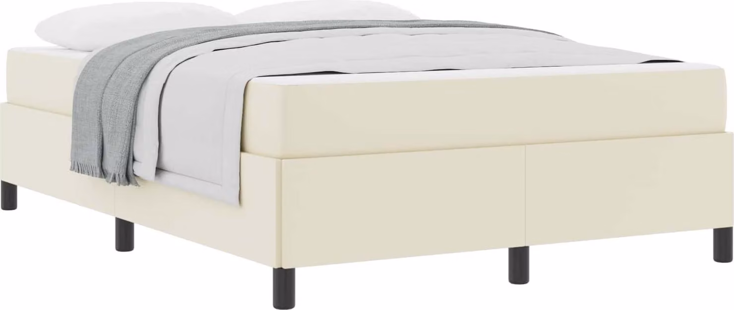 Struttura del letto con materasso Crema 140 x 190 cm Tessuto