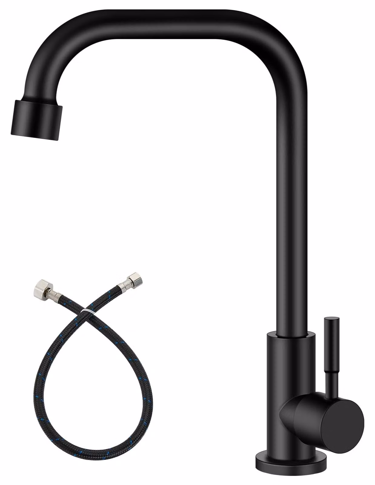 Rubinetto da cucina per acqua fredda, girevole a 360°, colore nero opaco
