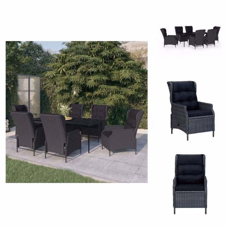 vidaXL set da pranzo da giardino 7 pezzi grigio scuro - Set di mobili da giardino