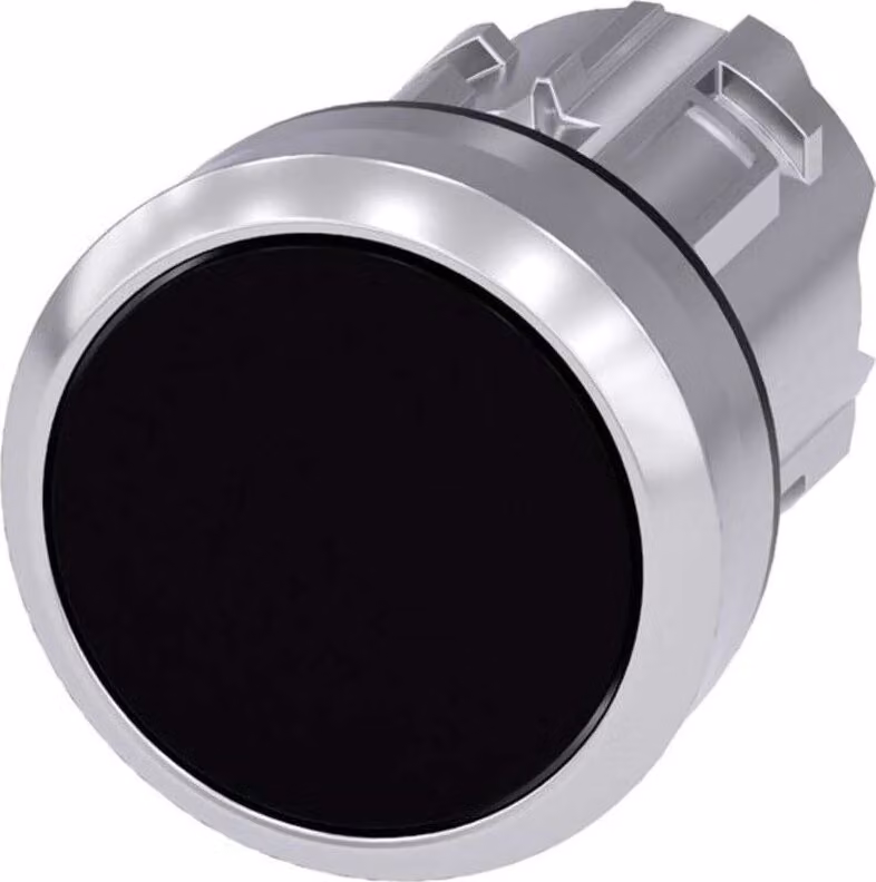 Anello frontale del pulsante Siemens in metallo, lucido, attuatore piatto nero SIRIUS ACT 3SU1050-0AB10-0AA0 1 pz