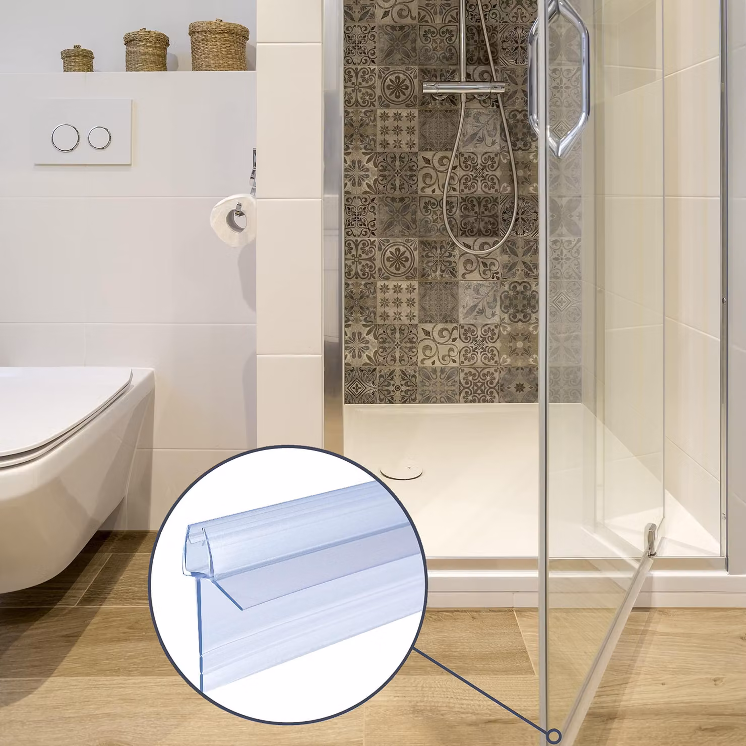 Guarnizione per doccia, 2 x 60 cm, adatta per cabine doccia, per vetri da 4 mm a 6 mm, idrorepellente