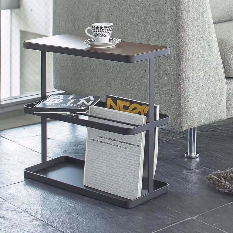 Yamazaki Tavolino Tavolino da salotto Comodino Tavolino porta riviste 48x44x18cm Tower nero