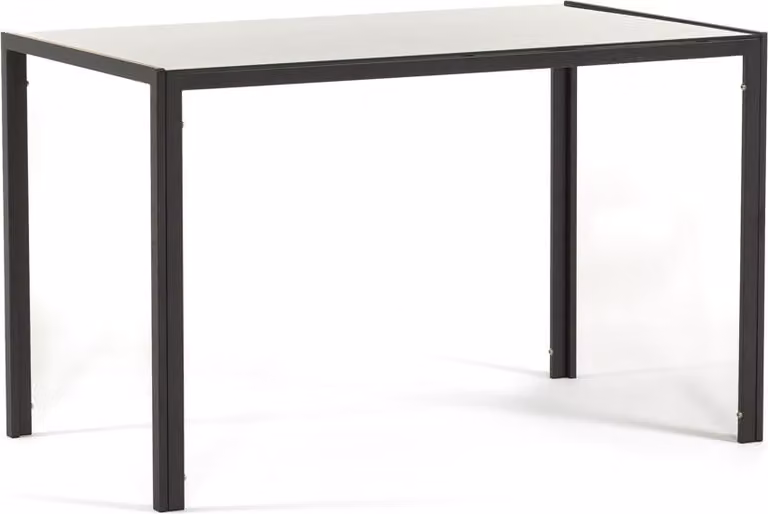 Tavolo rettangolare 120×70 cm con piano in vetro temperato e struttura in acciaio laccato - design compatto, moderno, luminoso ed elegante per cucina, sala da pranzo e soggiorno - ETTORE - Grigio scuro