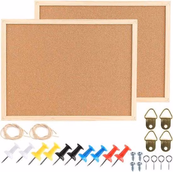 Set bacheca in 2 pezzi, 30 x 40 cm, per parete e ufficio