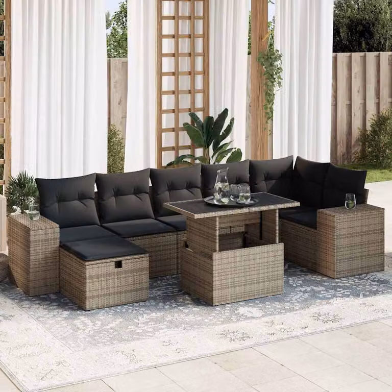 Maison Exclusive - Set divani da giardino 5 pezzi con cuscini grigio polyrattan