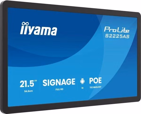 Iiyama Prolite S2225AS-B1P Pannello per Segnaletica Digitale LCD Full HD 21.5 pollici Nero con Processore Android e Tecnologia IPS