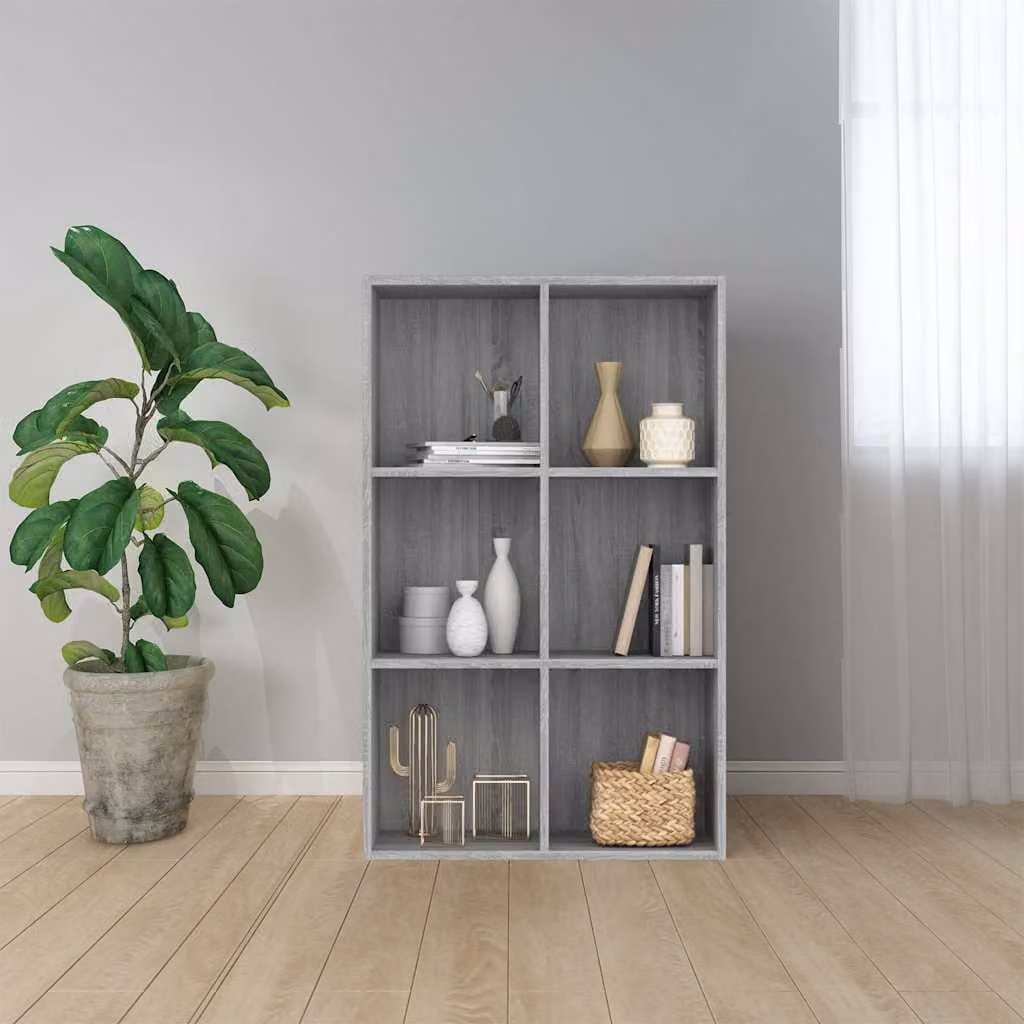 Libreria/Credenza vidaXL in Legno Multistrato e MDF, Grigio, L 66 cm x P 30 cm x H 98 cm