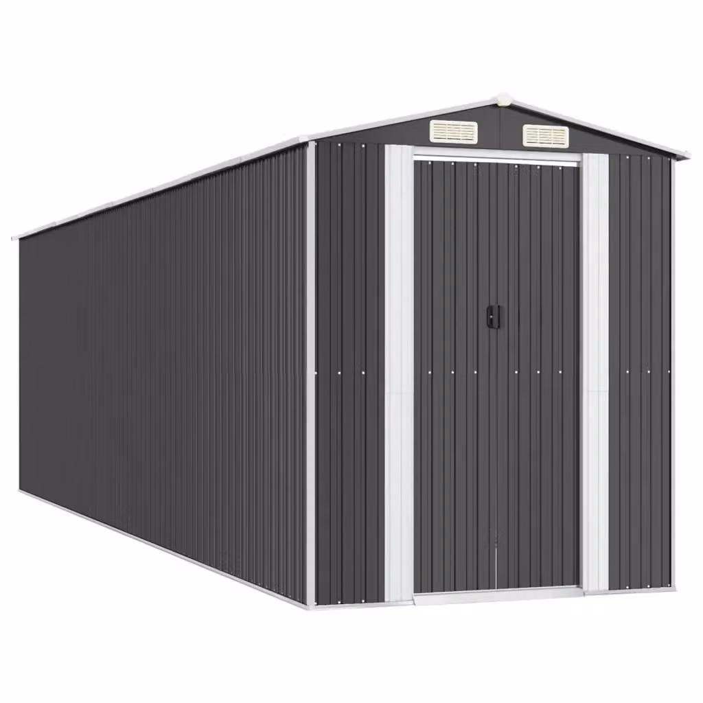 Capanno da giardino Videx in acciaio zincato antracite con tetto a capanna e porta scorrevole L: 689 cm, P: 192 cm, H: 223 cm – 2